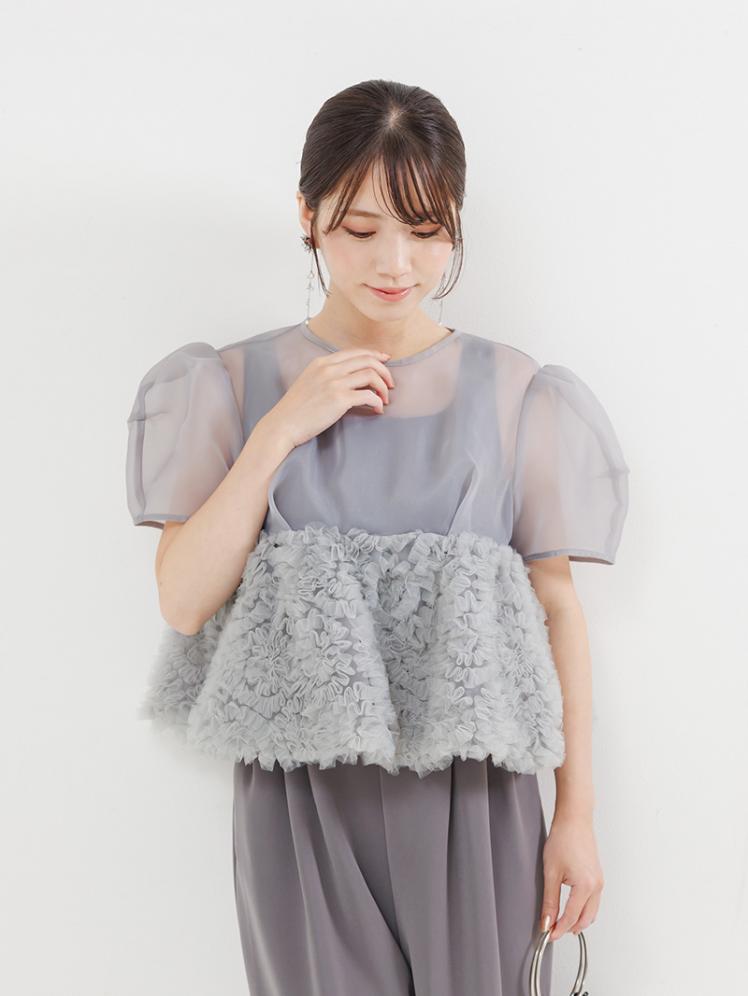 スウェルペプラムセットアップパンツドレス(グレー)AB3-479GRY-M 9