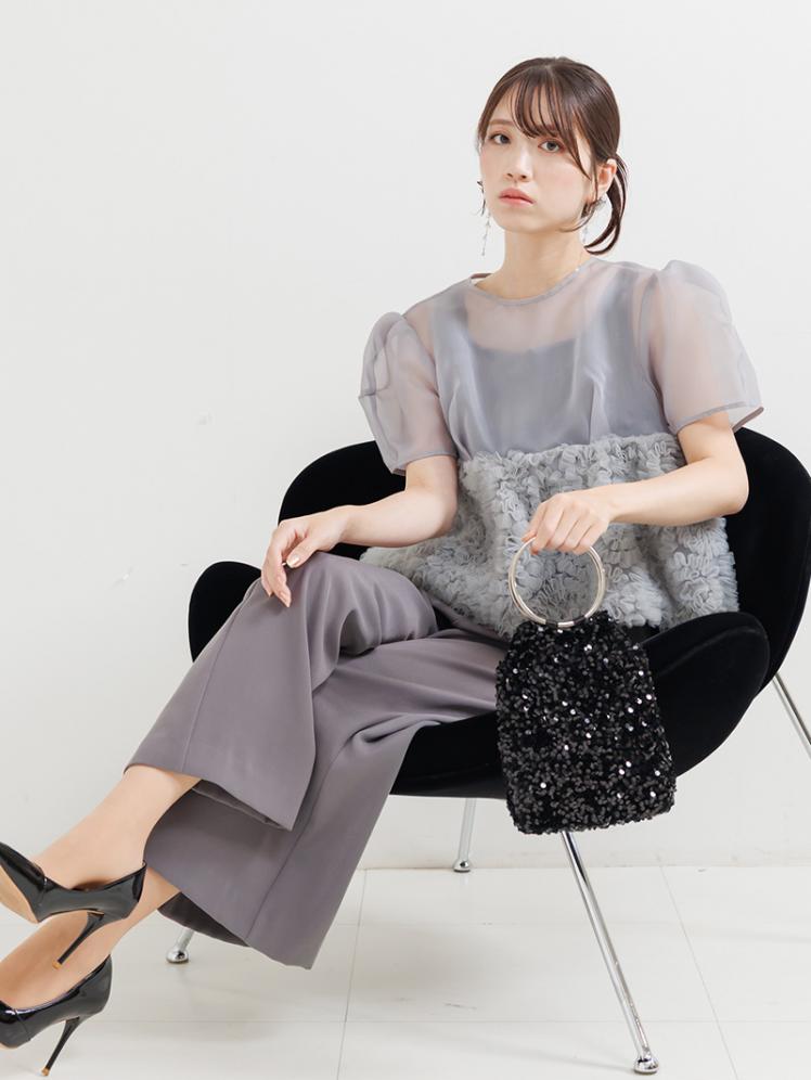 スウェルペプラムセットアップパンツドレス(グレー)AB3-479GRY-L 12