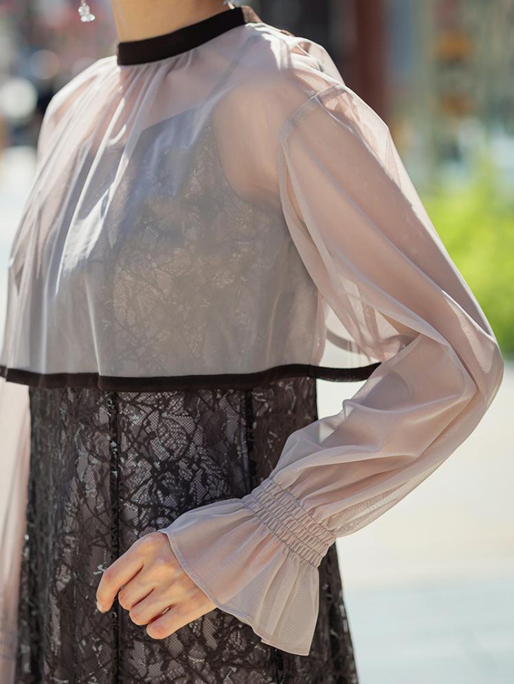 シアーボレロ付レースドレス(ブラウン)AB1-426BR-L 10