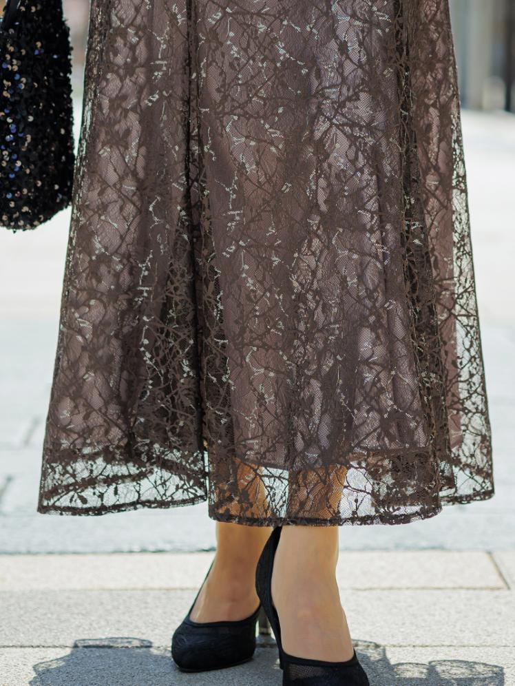 シアーボレロ付レースドレス(ブラウン)AB1-426BR-L 11