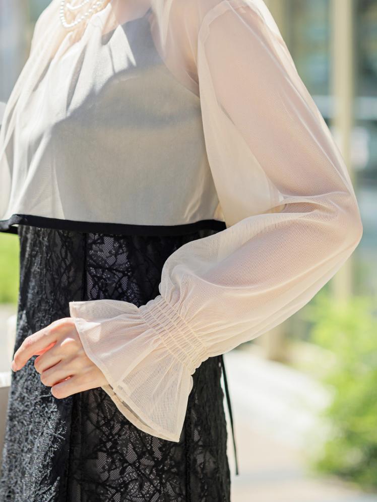 シアーボレロ付レースドレス(ブラック)AB1-426BL-L 12