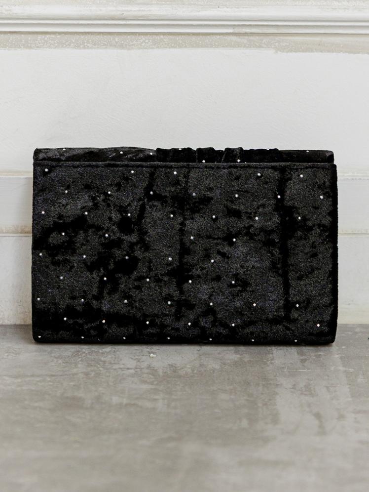 ラインストーン付きベロアバッグ(ブラック)BA058-BL 3