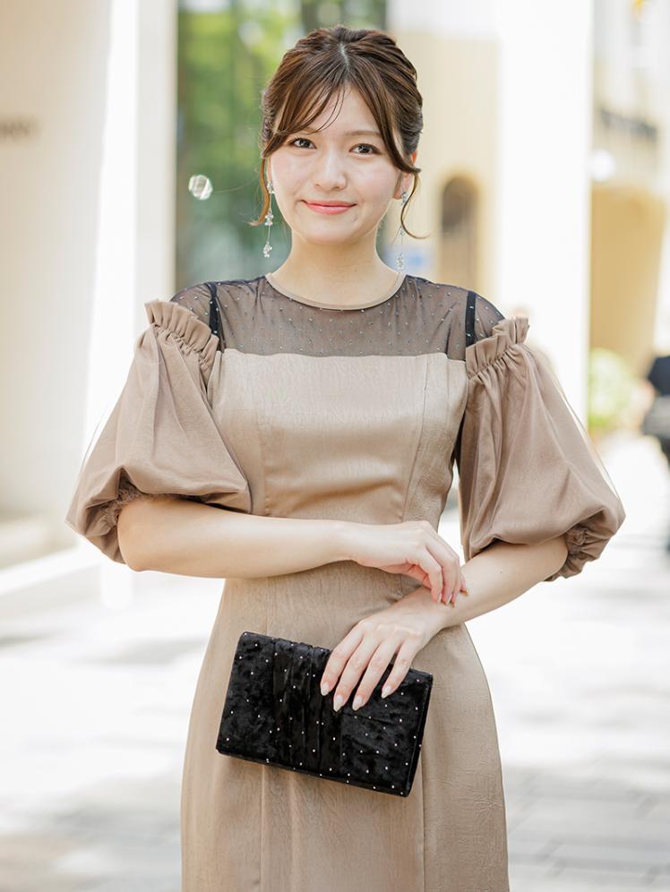 ラインストーン付きベロアバッグ(ブラック)BA058-BL 6