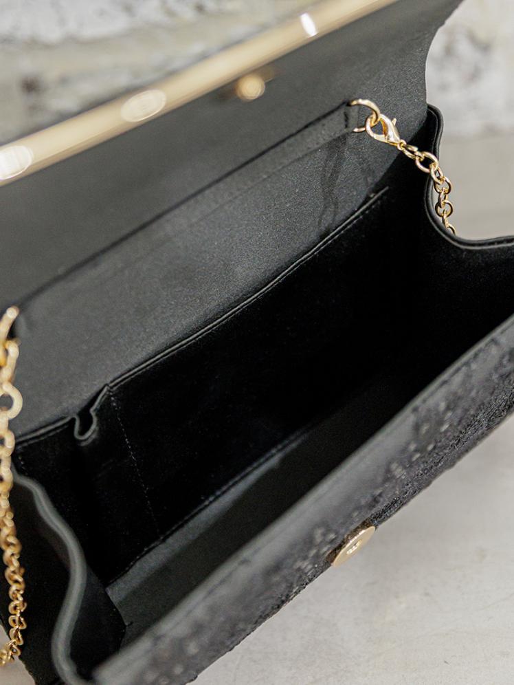 スパンコール刺繍レースバッグ(ブラック)BA059-BL 6