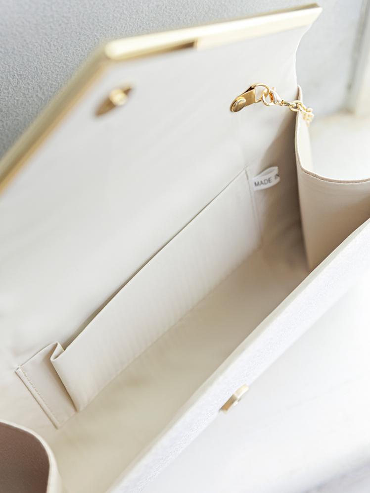 V字プレートサテンバッグ(ベージュ)BA063-BE 5