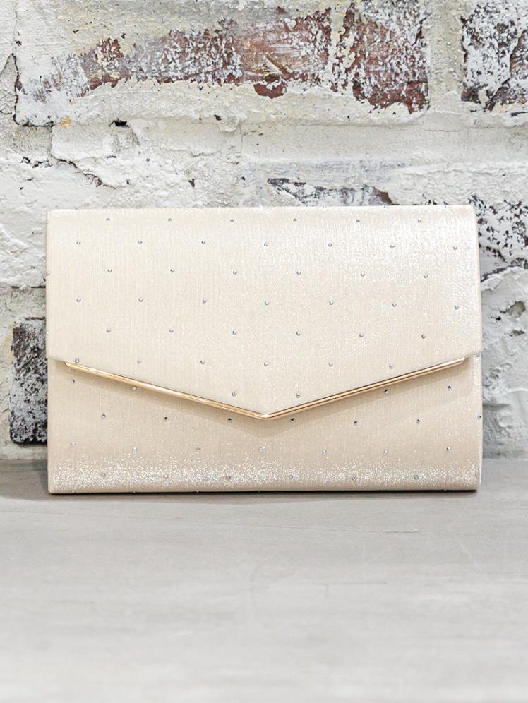 ラインストーン付きサテンバッグ(ベージュ)BA057-BE 2