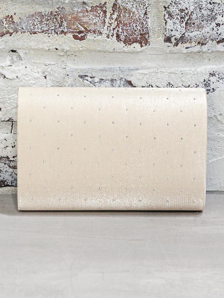 ラインストーン付きサテンバッグ(ベージュ)BA057-BE 4