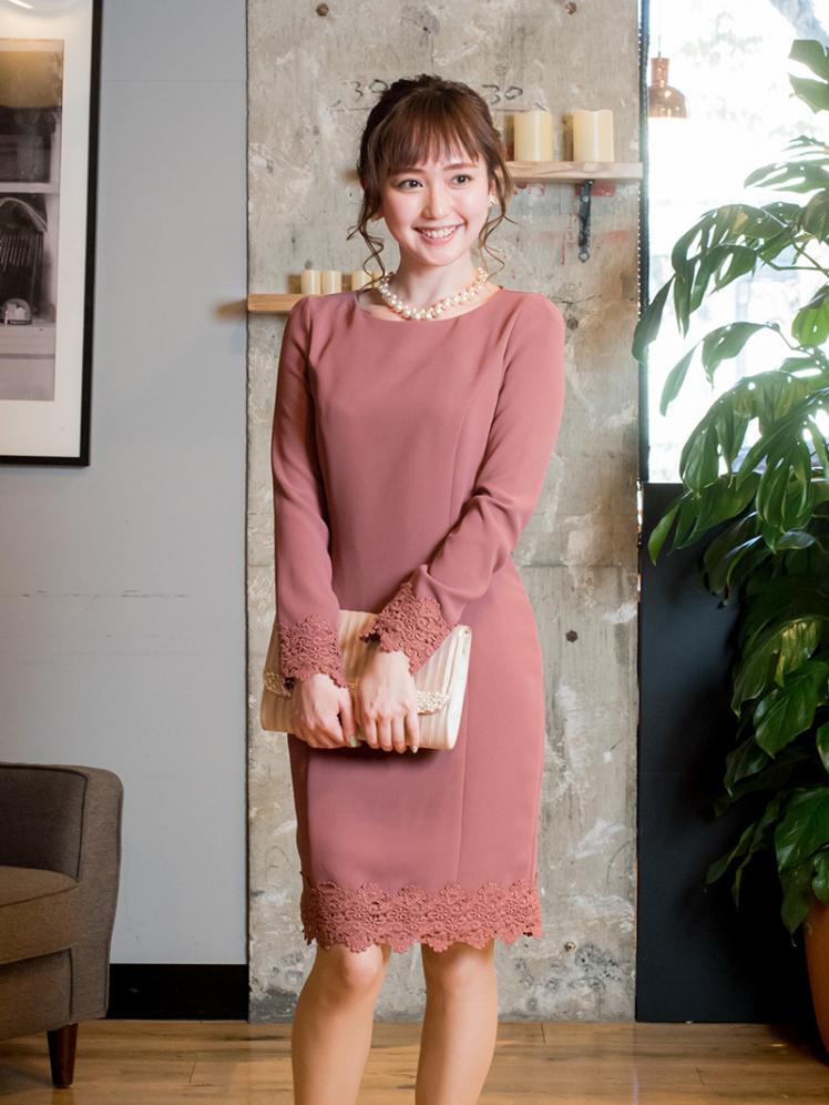 裾レースタイトドレス(ピンク)K1-285PI-M 4